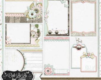 Shabby Chic, Dagboks- och fickscrapbooking, Clip Art, Digitalt scrapbookkit, Scrapbooking, Project Life