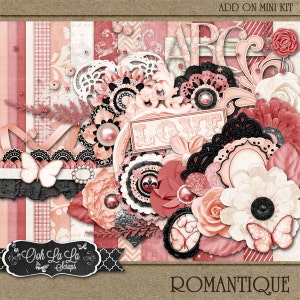 Mini kit de complementos para scrapbook digital Romantique