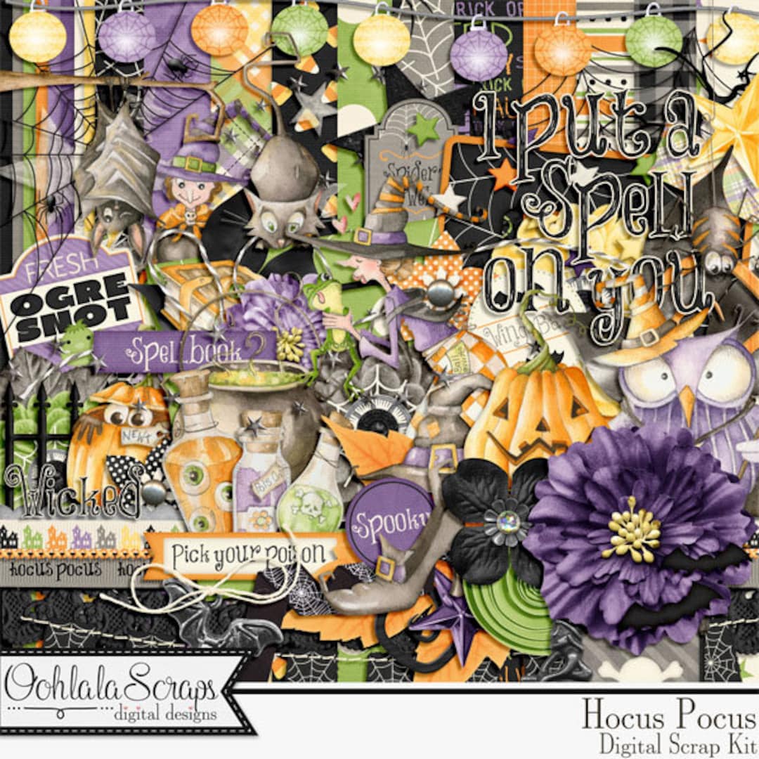 Hocus Pocus Halloween 12x12 Digital Scrapbook Kit, Holiday - Etsy
