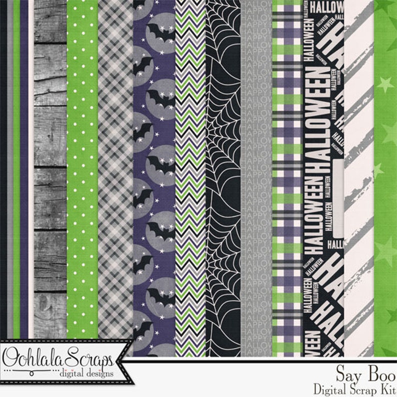Say Boo Halloween Digital Scrapbooking Holiday Mini Kit - Etsy