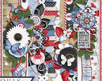 Bordi della pagina Shoreline, kit per scrapbooking digitale, elementi, abbellimenti