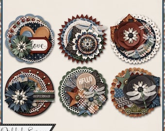 Dad Cluster Seals Embellishments, Father's Day Digital Scrapbook Kit