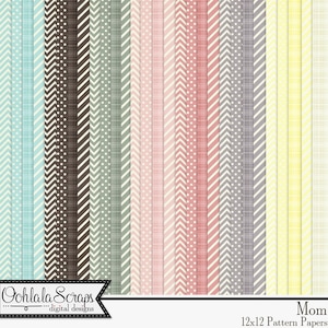 Kit de papiers à motifs pour maman 12 x 12 pour scrapbooking numérique, fête des mères