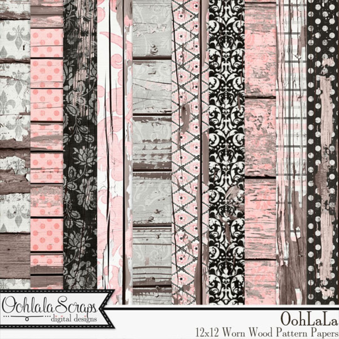 Oohlala 12x12 Worn Wood Papers,downloadable,digital Scrapbook Kit - Etsy