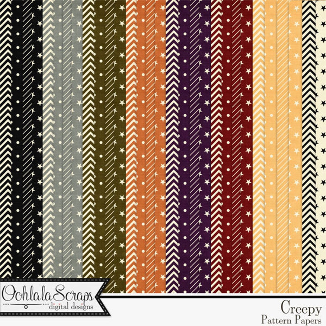 Creepy Halloween 12x12 Pattern Papers Digital Scrapbooking Kit, Holiday ...