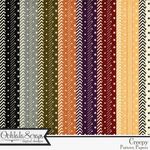 Creepy Halloween 12x12 Pattern Papers Digital Scrapbooking Kit, Holiday