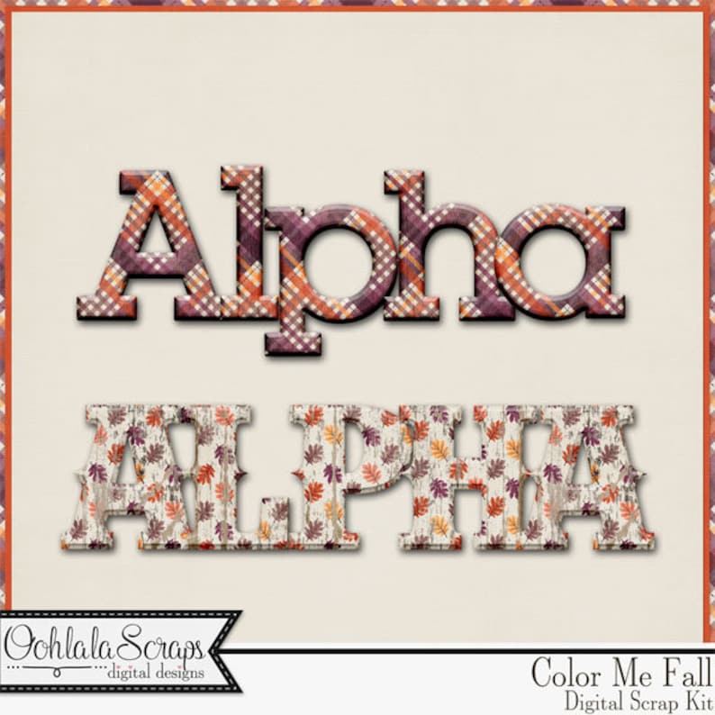 Digital Scrapbook Kit Color Me Fall Papers Alphabets - Etsy
