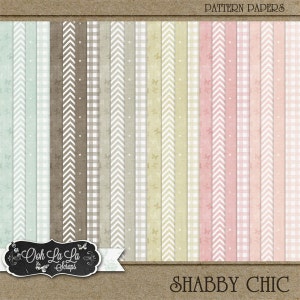 Shabby Chic,Patterned 12x12 Papers,Backgrounds,Digital Scrapbook Kit, Scrapbooking