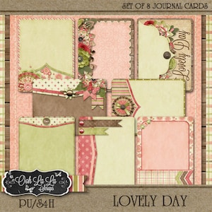 Kit de álbum de recortes digital con tarjetas de diario Lovely Day - Scrapbooking digital