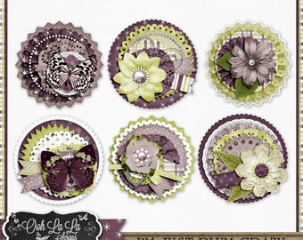 I'm Just Plum Crazy About You Digital Scrapbooking Kit Cluster Seals