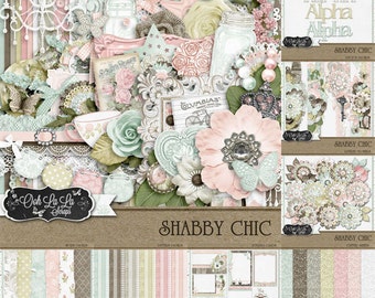 Shabby Chic,Digital Scrapbook Kit, Scrapbooking, Bundle, Collection