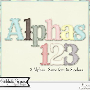 Mom Alphabet Embellishments Kit for Digital Scrapbooking, Mother&#39;s Day
