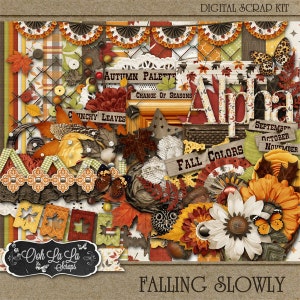 Autumn Falling Slowly Fall, Digital Scrapbook Scrapbooking Kit