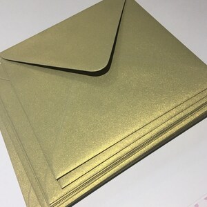 150mm Gold Shimmer Square  Metallic Gold  Envelopes Wedding Invitation Envelopes