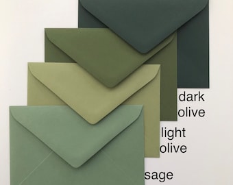 5"x7" Wedding Invitation Envelopes, 120gsm Choose Colour Green