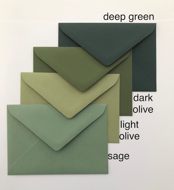 5"x7" Wedding Invitation Envelopes, 120gsm Choose Colour Green