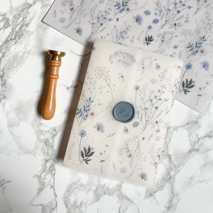 Blue Wildflower Vellum Jacket, 5x7 Vellum Wedding Invitation, Clear floral Printed Wrap for DIY Invitations, Scored Vellum