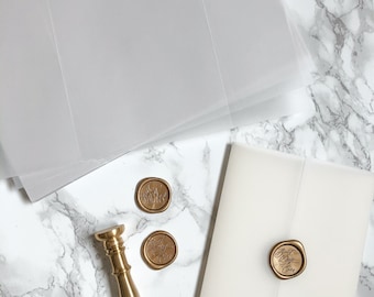 Vellum Wrap, 5x7 Vellum Wedding Invitation, Vellum Jacket for Invites, Clear Translucent Wrap for DIY Invitations, Scored Vellum