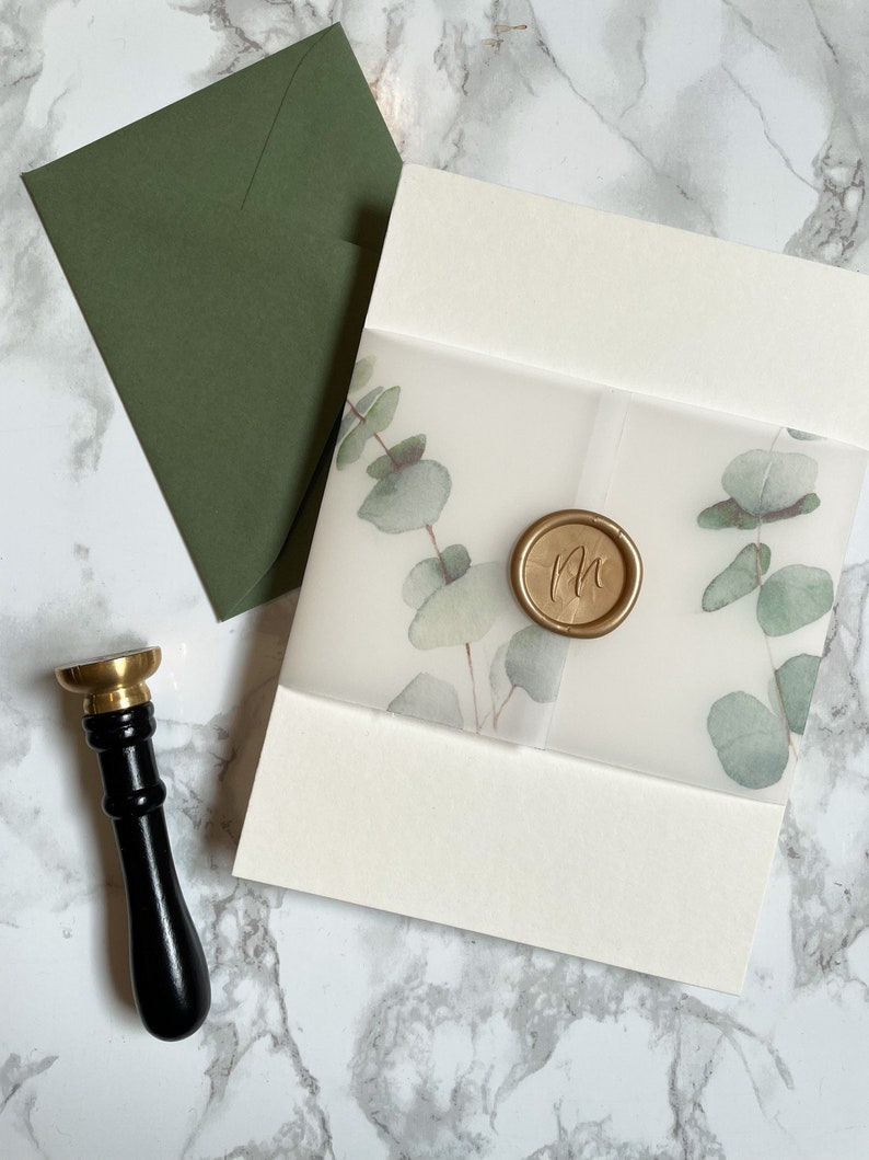 Eucalyptus Vellum Wrap 5x7 Vellum Wedding Invitation Rustic Etsy