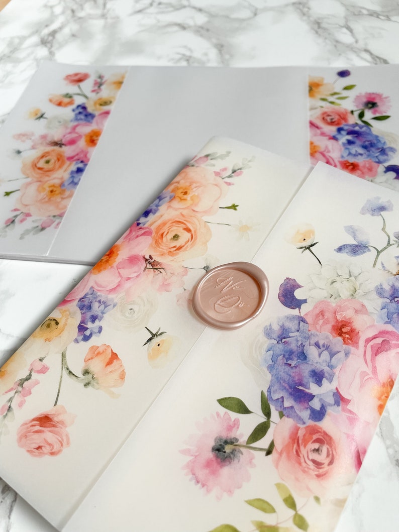 Bold and Bright Floral Vellum Jacket 5x7 Vellum Wedding Etsy