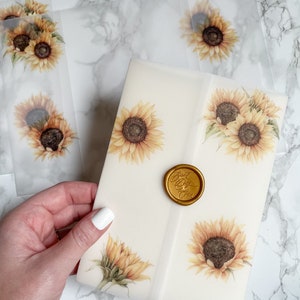 Sunflower and Eucalyptus Vellum Wrap, 5x7 Vellum Wedding Invitation, Rustic Vellum Jacket, Clear Flower Printed Wrap for DIY Invitations SUNFLOWER ONLY