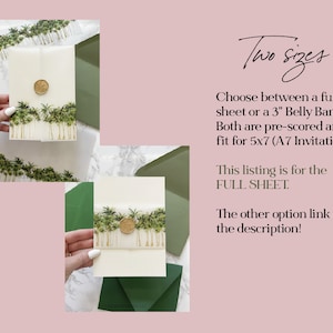 Palm Tree Vellum Wrap, 5x7 Vellum Wedding Invitation, Tropical Beach Vellum Jacket, Destination Wedding Printed Wrap for DIY Invitations image 9