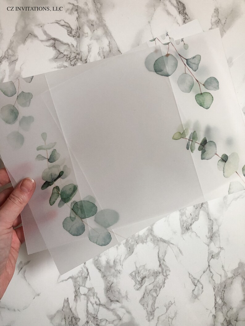 Eucalyptus Vellum Wrap 5x7 Vellum Wedding Invitation Rustic Etsy UK