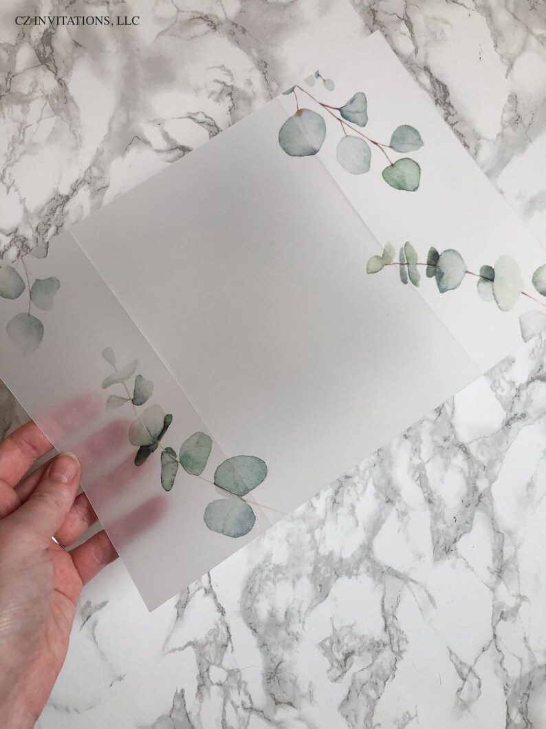 Eucalyptus Vellum Wrap 5x7 Vellum Wedding Invitation Rustic Etsy UK