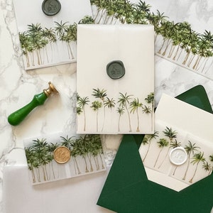 Palm Tree Vellum Wrap, 5x7 Vellum Wedding Invitation, Tropical Beach Vellum Jacket, Destination Wedding Printed Wrap for DIY Invitations image 10