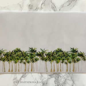 Palm Tree Vellum Wrap, 5x7 Vellum Wedding Invitation, Tropical Beach Vellum Jacket, Destination Wedding Printed Wrap for DIY Invitations image 2