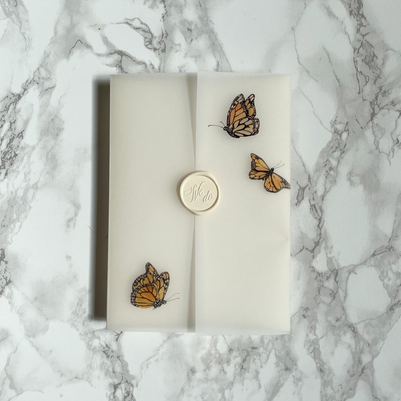 Monarch Butterfly Vellum Jacket 5x7 Vellum Wedding Etsy