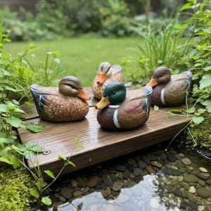 Cute Wooden Mallard Duck Figurine Gift for Grandma Grandpa, Handmade Mallard Bird Sculpture,Rustic Woodland Cottage Decor,WeddingTrinket 5.0 (10)