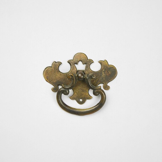 Antique Keeler Drawer Pull Queen Anne Style Brass Batwing Etsy