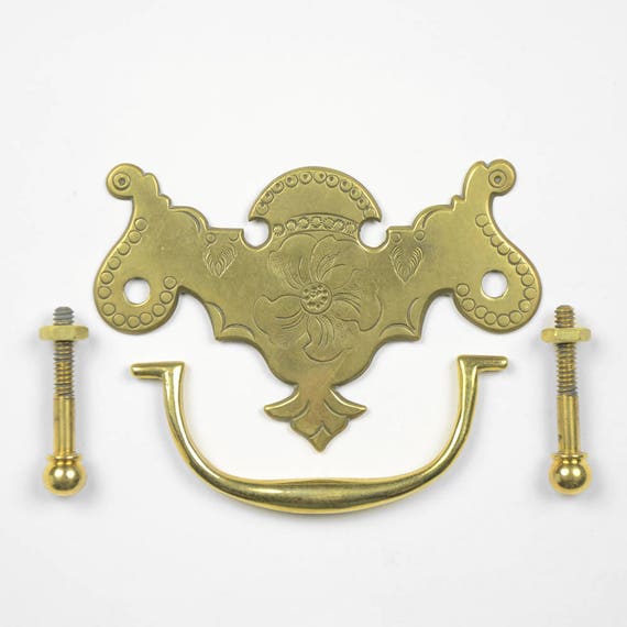 vintage brass drawer pull chased chippendale furniture etsy
