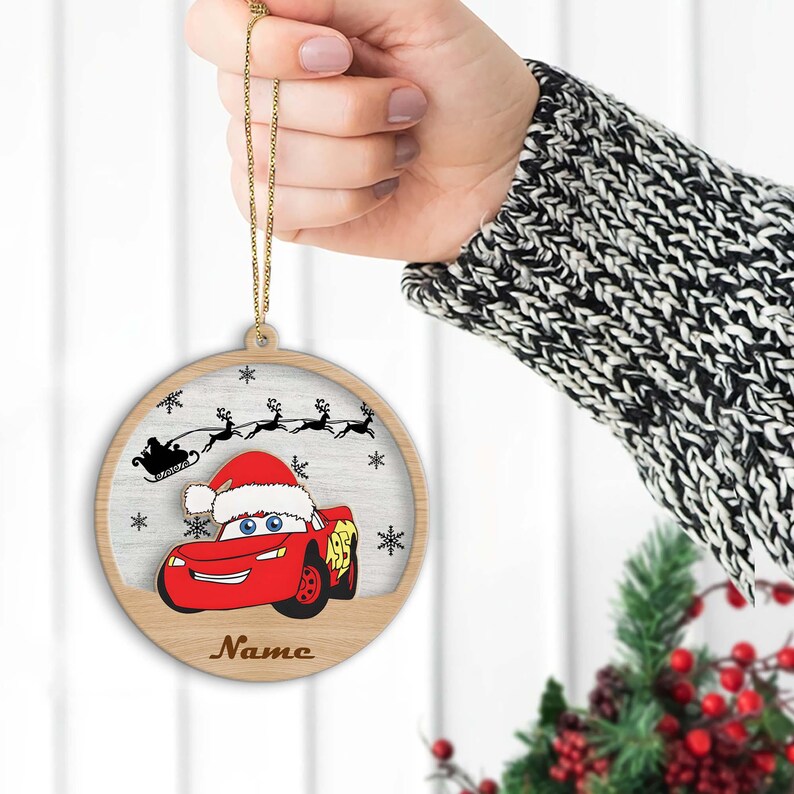 Custom Name Christmas Cars Characters Ornament, Disney Cars Ornament