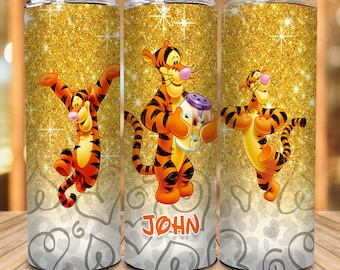 Tigger Cartoon 20oz Skinny Tumbler Wrap, Movie Character Tumbler Straight and Tapered PNG Digital Download, Tumbler Design PNG