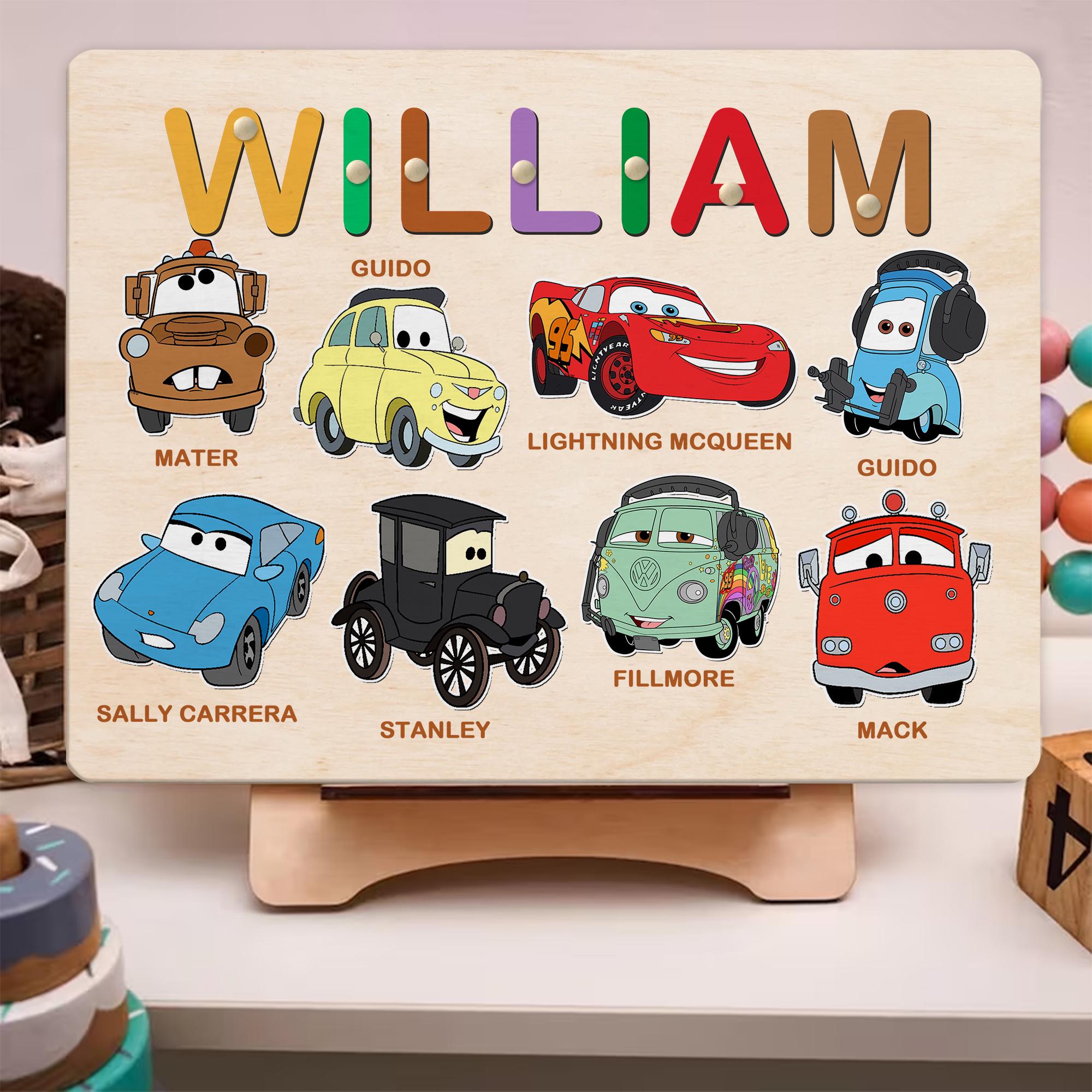 Custom Name Disney Cars Characters Puzzle Board, Lightning Mcqueen