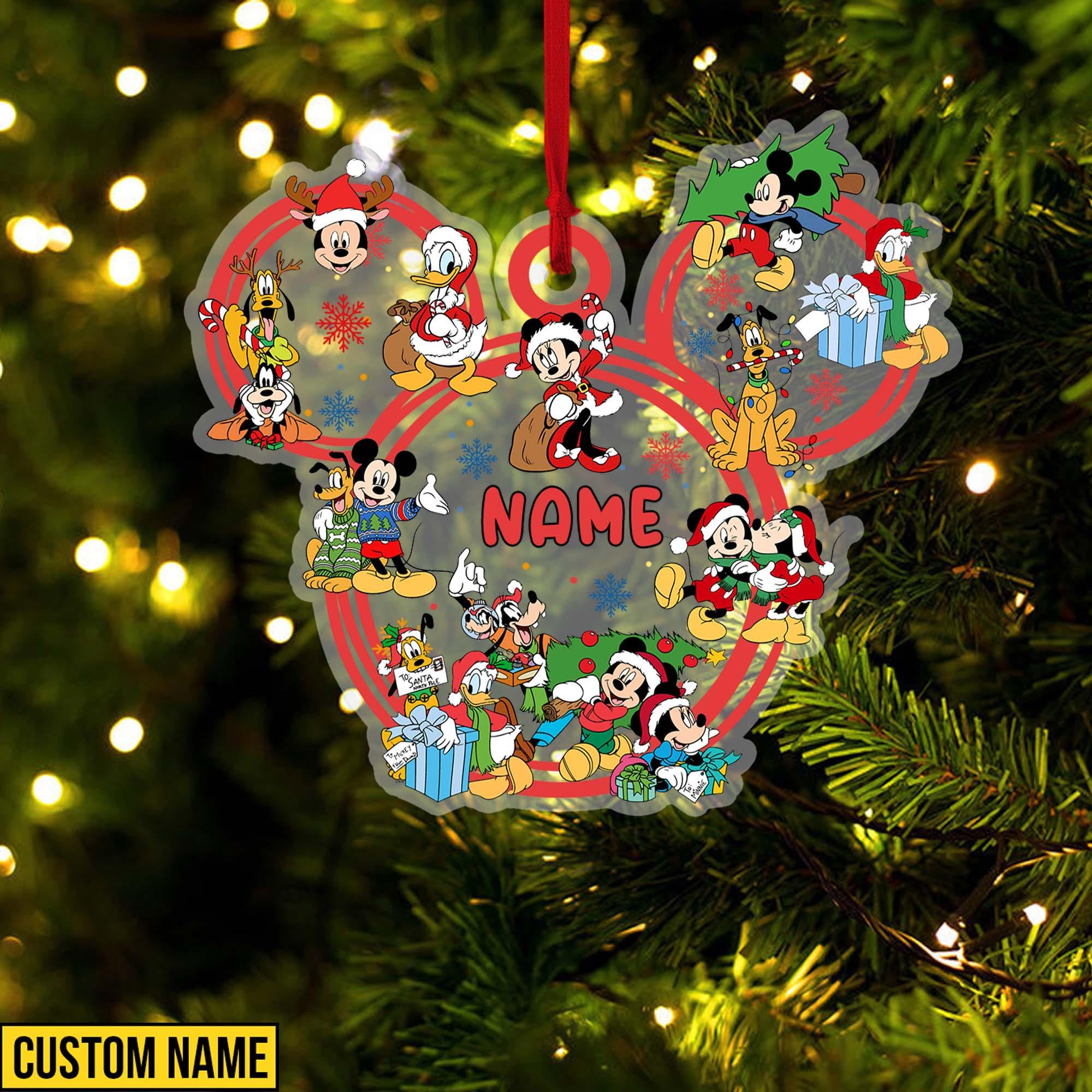 Discover Custom Name Christmas Mickey Head Ornament, Christmas Mickey & Friends Ornament