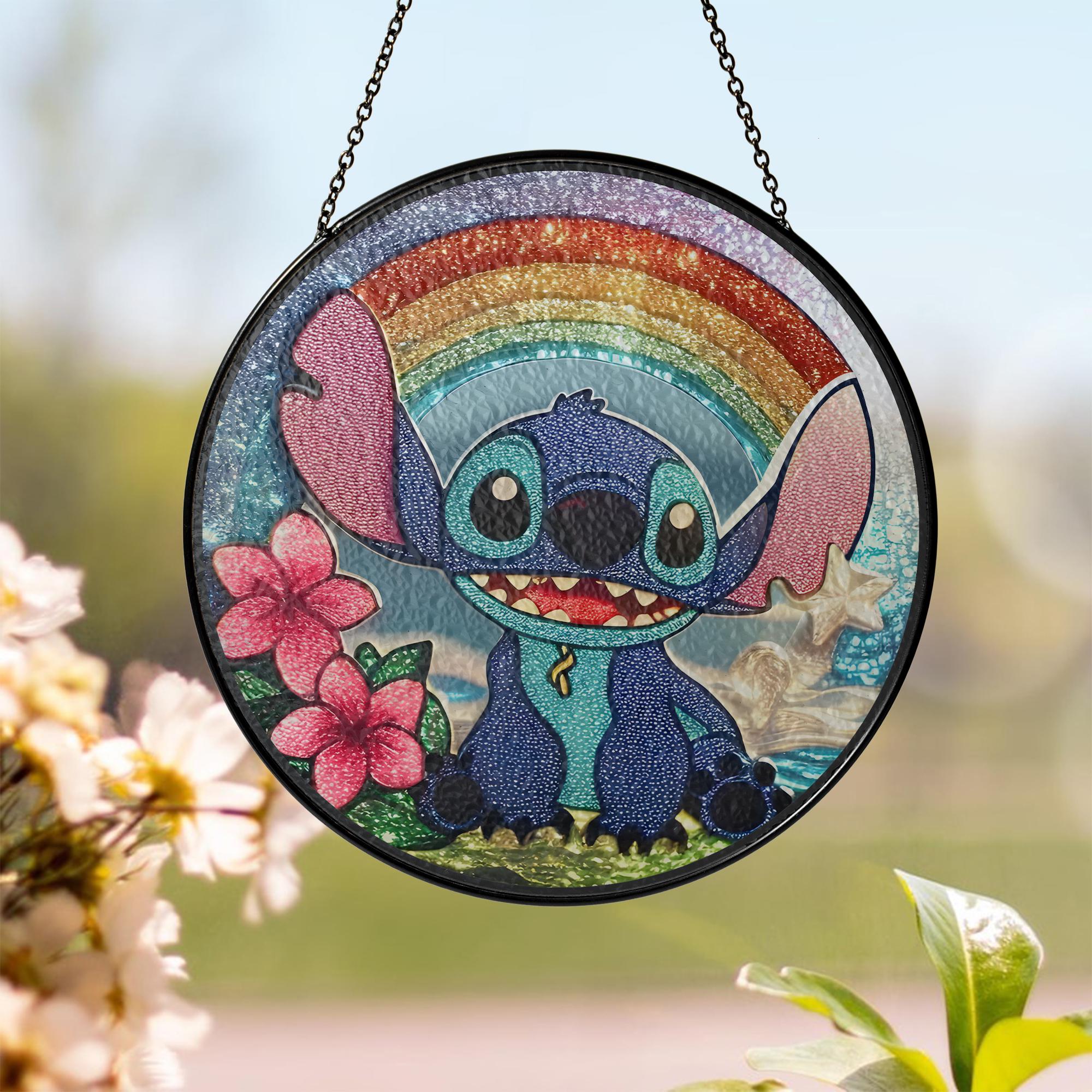Stitch Rainbow Glass Suncatcher, Lilo and Stich Suncatcher, Stitch