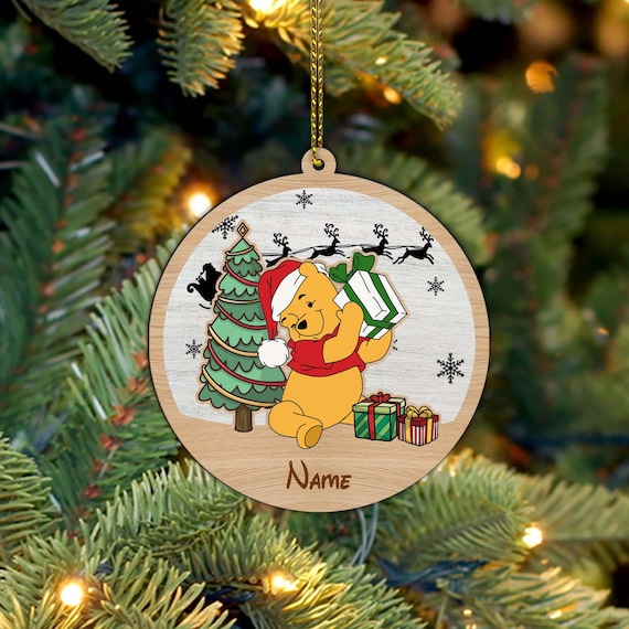 Custom Name Christmas Pooh Friends Ornament 2024, Winnie the Pooh  Ornament, Christmas Pooh Ornament, Christmas Tree Decor