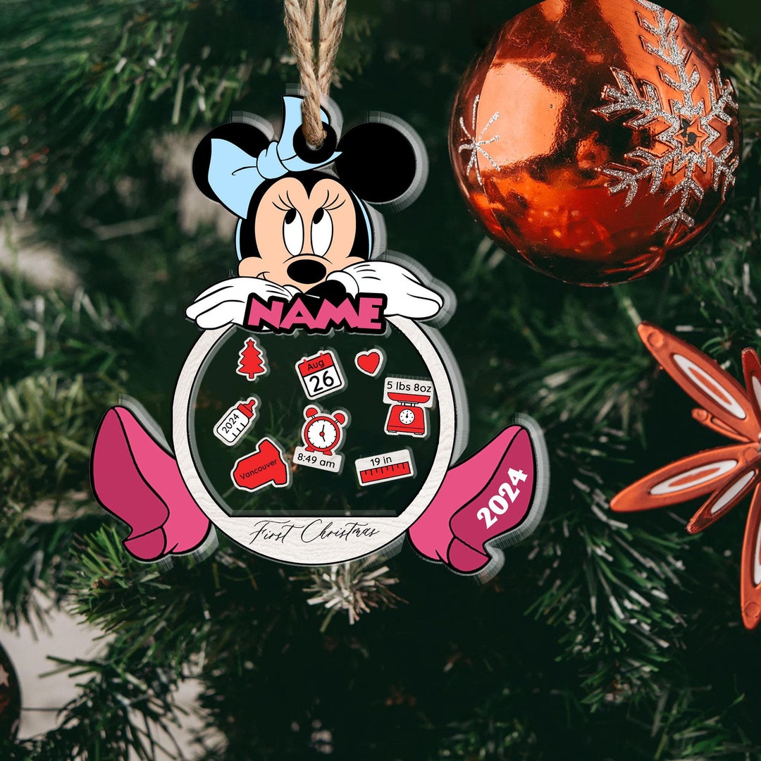 Custom Minnie Mouse First Christmas Ornament, Baby's First Christmas ...
