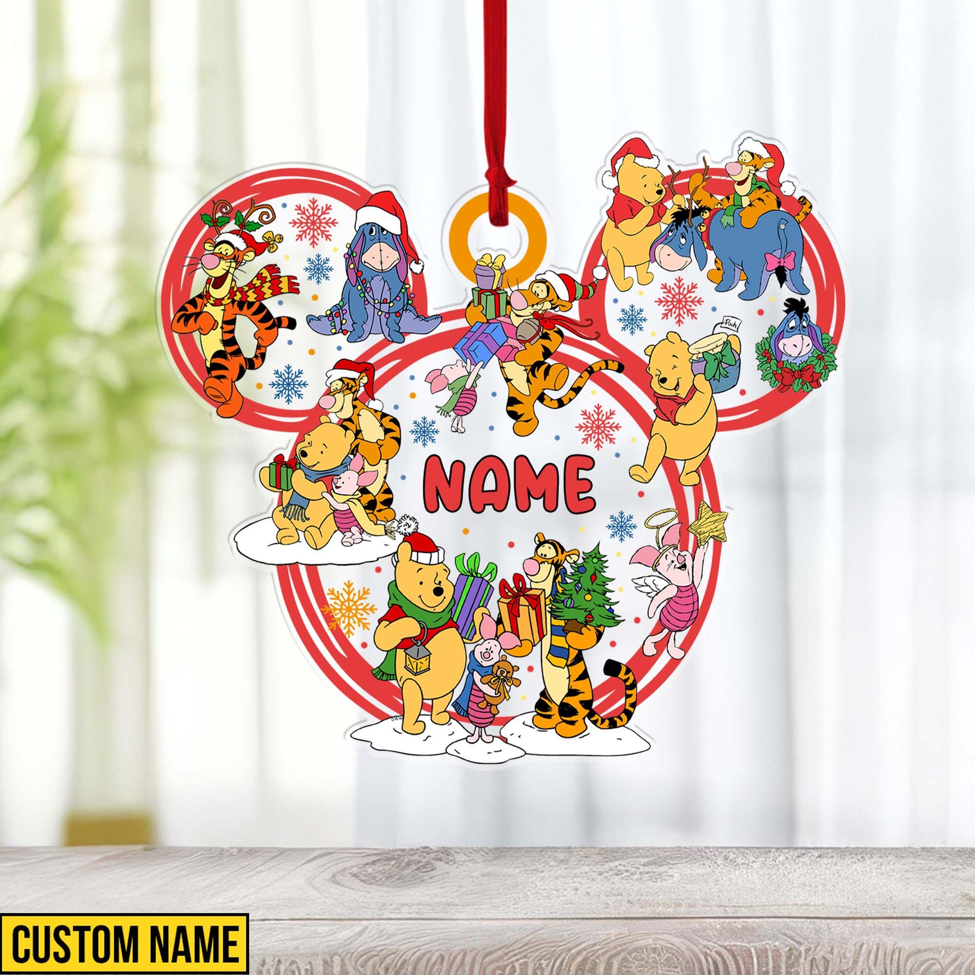 Discover Custom Name Winnie Pooh & Friends Ornament, Christmas Mickey Head Ornament