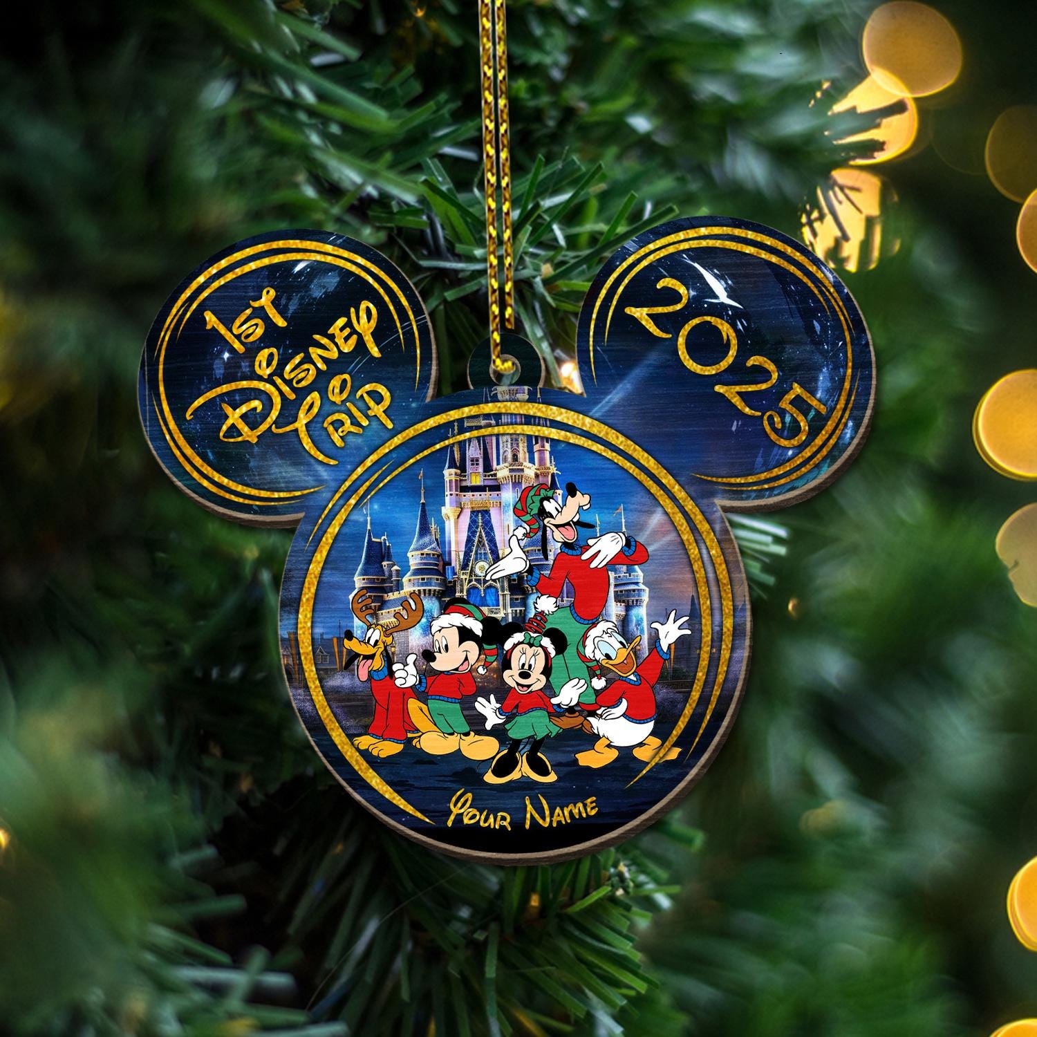 Discover Custom Christmas Mickey & Friends First Disney Trip Ornament, Christmas Mickey Head Ornament