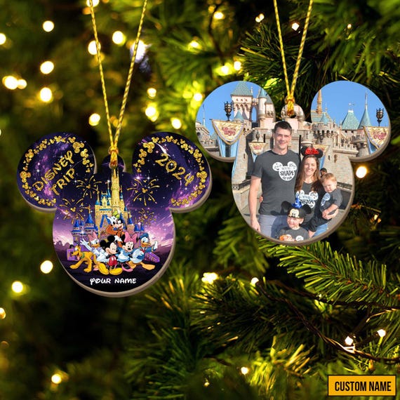 Custom Photo Disney Family Trip 2024 Ornament, Christmas Mickey