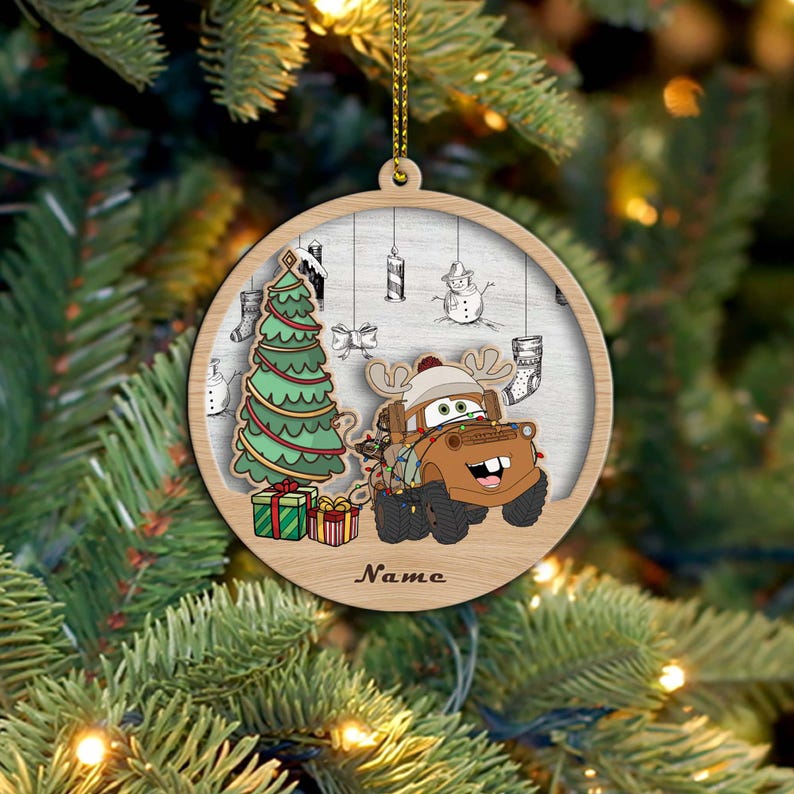 Custom Name Christmas Cars Characters Ornament, Disney Cars Ornament