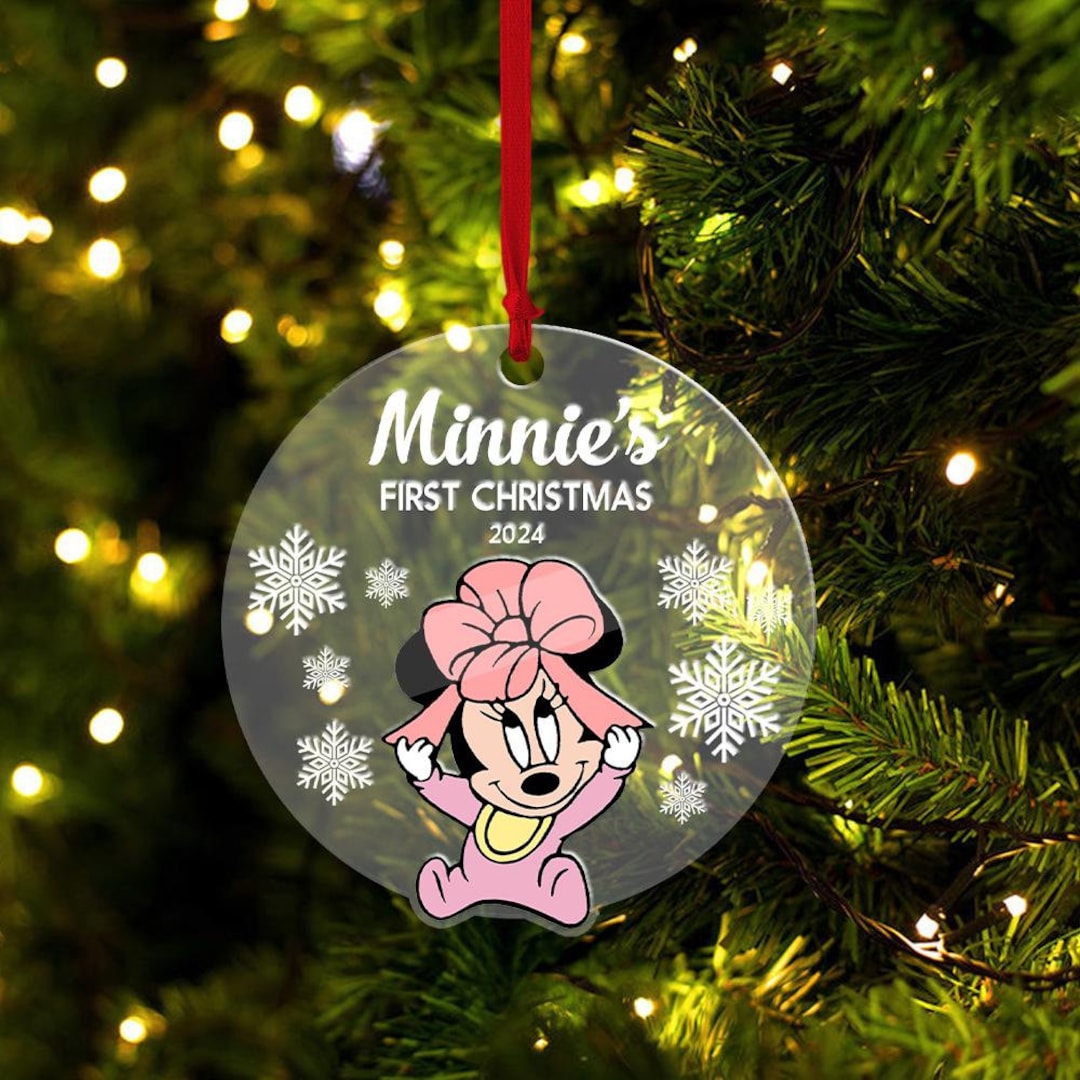 Baby Minnie Mouse First Christmas Ornament, Personalized Baby 1st ...