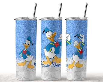 Donald Duck Pooh Cartoon 20oz Skinny Tumbler Wrap, Cartoon Character Tumbler Straight and Tapered PNG Digital Download, Tumbler Design PNG