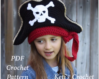 Crochet Pattern:Kids Pirate Hat,Pirate Hat Crochet Pattern,Crochet Pirate Hat Pattern,Crochet Costume Pattern,Pirate Costume Crochet Pattern