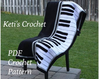Crochet Pattern for Piano Blanket,Piano Blanket Crochet Pattern,Piano Crochet Pattern,Piano Blanket,Piano Afghan Crochet Pattern,Piano Throw