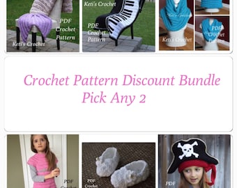 Crochet Pattern,Pick Any 2 Patterns,Crochet Pattern Bundle,Crochet Pattern Discount,Designer Pattern Discount,Pattern Discount Package